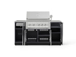 NewAge Outdoor Kitchens Outdoor Grill Island Aluminum 5-Piece Cabinet Set with Sink, 1 Door, Grill Cabinet, Platinum Grill and Stainless Steel Countertop-74645-Garage Giant 
