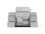 NewAge Outdoor Kitchens Outdoor Grill Island Stainless-Steel 6-Piece Cabinet Set with 3 Drawers, Grill Cabinet, Platinum Grill and Countertops 