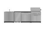 NewAge Outdoor Kitchens Stainless Steel 6-Piece Cabinet Set with Sink, Bar, Grill Cabinet, Platinum Grill, Countertop and Fridge-72000-Garage Giant 