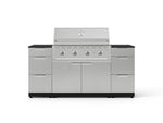 NewAge Outdoor Kitchens Outdoor Grill Island Stainless-Steel 6-Piece Cabinet Set with 3 Drawers, Grill Cabinet, Performance Grill and Dekton in Sirius Countertops - (Natural Gas) 