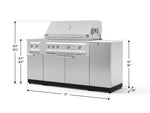 NewAge Outdoor Kitchens Outdoor Grill Island Stainless-Steel 6-Piece Cabinet Set with 1-Door, Grill Cabinet, Platinum Grill, Dual Side Burner and Dekton in Aeris Countertop - (Liquid Propane) 