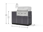 NewAge Outdoor Kitchens Outdoor Grill Island Aluminum 3-Piece Cabinet Set with Sink, Grill Cabinet and Performance Grill-75330-Garage Giant 