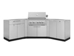 NewAge Outdoor Kitchens Stainless Steel 7-Piece Cabinet Set with 2 Door, Bar, Corner, Grill Cabinet, Platinum Grill, and Countertops-71034-Garage Giant 