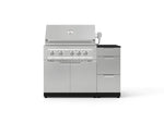 NewAge Outdoor Kitchens Outdoor Grill Island Stainless-Steel 4-Piece Cabinet Set with 3-Drawer, Grill Cabinet, Platinum Grill and Dekton in Sirius Countertop - (Liquid Propane) 