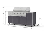 NewAge Outdoor Kitchens Outdoor Grill Island Aluminum 6-Piece Cabinet Set with Casters and 1-Door, Grill Cabinet, Performance Grill, Side Burner and Dekton in Aeris Countertop - (Liquid Propane) 