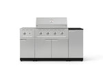 NewAge Outdoor Kitchens Outdoor Grill Island Stainless-Steel 6-Piece Cabinet Set with 1-Door, Grill Cabinet, Performance Grill, Side Burner and Dekton in Sirius Countertop - (Liquid Propane) 