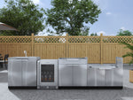 NewAge Outdoor Kitchens Stainless Steel 4-Piece Cabinet Set with Sink, Bar, Grill Cabinet and Fridge-66354-Garage Giant 