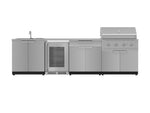 NewAge Outdoor Kitchens Stainless Steel 6-Piece Cabinet Set with Sink, Bar, Grill Cabinet, Performance Grill, Countertop and Fridge-66359-Garage Giant 