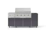 NewAge Outdoor Kitchens Outdoor Grill Island Aluminum 5-Piece Cabinet Set with Casters and 1-Door, Grill Cabinet, Side Burner and Performance Grill - (Liquid Propane) 