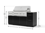 NewAge Outdoor Kitchens Outdoor Grill Island Aluminum 6-Piece Cabinet Set with 3-Drawer, Grill Cabinet, Platinum Grill, Dual Side Burner and Dekton in Aeris Countertop - (Liquid Propane) 