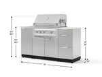 NewAge Outdoor Kitchens Outdoor Grill Island Stainless-Steel 5-Piece Cabinet Set with Sink, 3 Drawer, Grill Cabinet, Platinum Grill and Stainless Steel Countertop - (Natural Gas) 