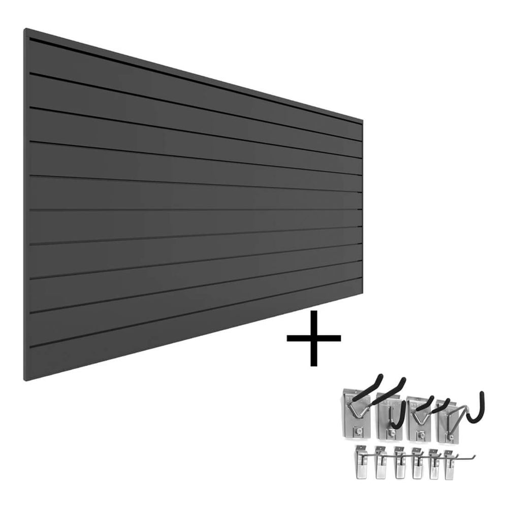 Proslat 8' x 4' PVC Slatwall Mini Bundle (Charcoal)-33007K-Garage Giant