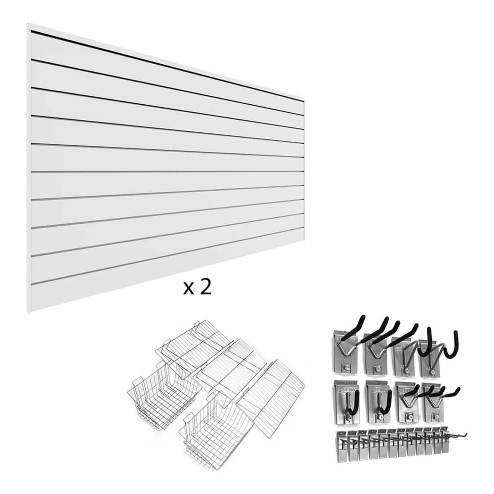 Proslat Ultimate Slatwall Wall Storage Bundle (White)-33009K-Garage Giant