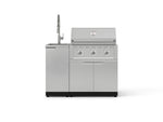 NewAge Outdoor Kitchens Outdoor Grill Island Stainless-Steel 3-Piece Cabinet Set with Sink, Grill Cabinet and Performance Grill-75270-Garage Giant 