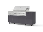 NewAge Outdoor Kitchens Outdoor Grill Island Aluminum 6-Piece Cabinet Set with Casters and 1-Door, Grill Cabinet, Platinum Grill, Dual Side Burner, Countertop-74859-Garage Giant 