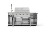 NewAge Outdoor Kitchens Outdoor Grill Island Stainless-Steel 5-Piece Cabinet Set with Sink, 1 Door, Grill Cabinet, Performance Grill and Stainless Steel Countertop - (Natural Gas) 