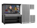 NewAge Garage Cabinets Pro Series 5-Piece Cabinet Set with Base, Wall Cabinet, Locker, 78 in. Workstation, and Pegboard Accessories Kit-32641-Garage Giant 