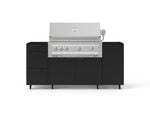 NewAge Outdoor Kitchens Outdoor Grill Island Stainless-Steel 5-Piece Cabinet Set with Casters 1 Door, 3 Drawer, Grill Cabinet and Platinum Grill - (Liquid Propane) 