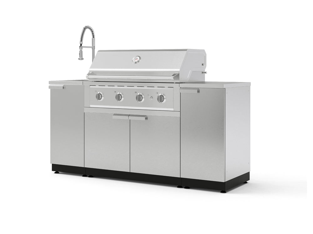NewAge Outdoor Kitchens Outdoor Grill Island Stainless-Steel 5-Piece Cabinet Set with Sink, 1 Door, Grill Cabinet, Performance Grill and Stainless Steel Countertop-75383-Garage Giant