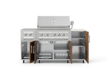 NewAge Outdoor Kitchens Outdoor Grill Island Stainless-Steel Louvered Doors 6-Piece Cabinet Set with Casters and 1-Door, Grill Cabinet, Platinum Grill, Dual Side Burner and Dekton in Aeris Countertop - (Liquid Propane) 