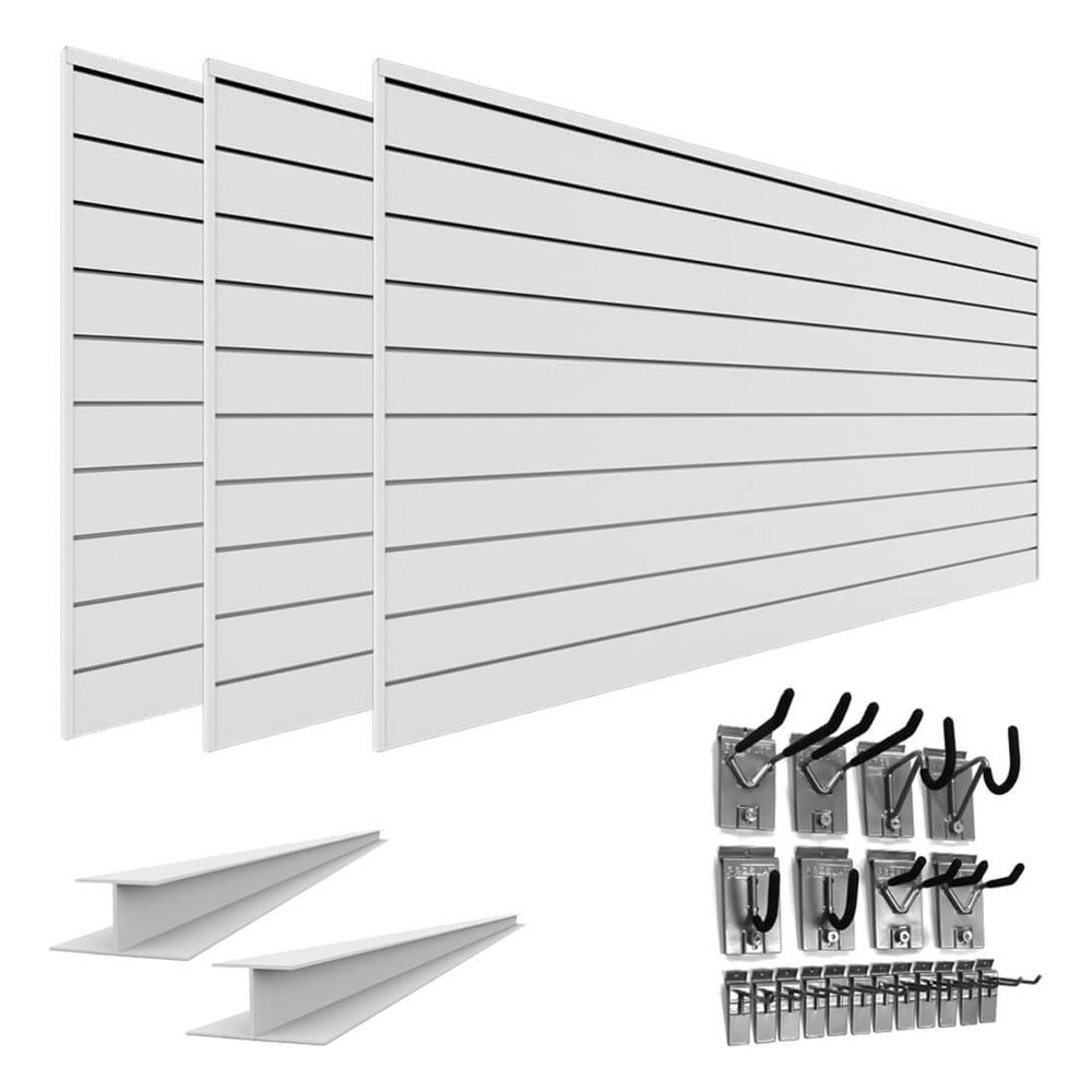Proslat PVC Standard Slatwall Bundle - White-33720K-Garage Giant