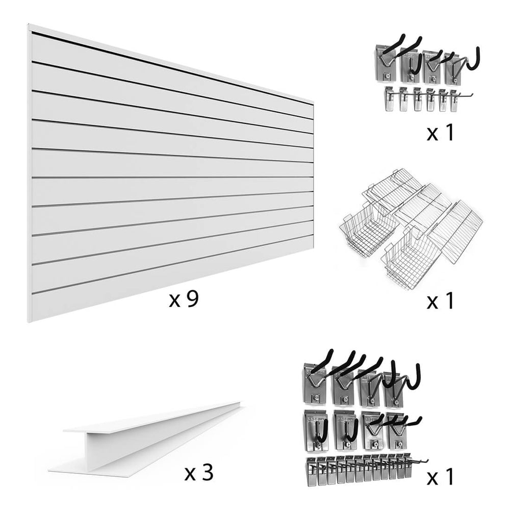 Proslat PVC The U-Turn Slatwall Bundle - White-33722K-Garage Giant