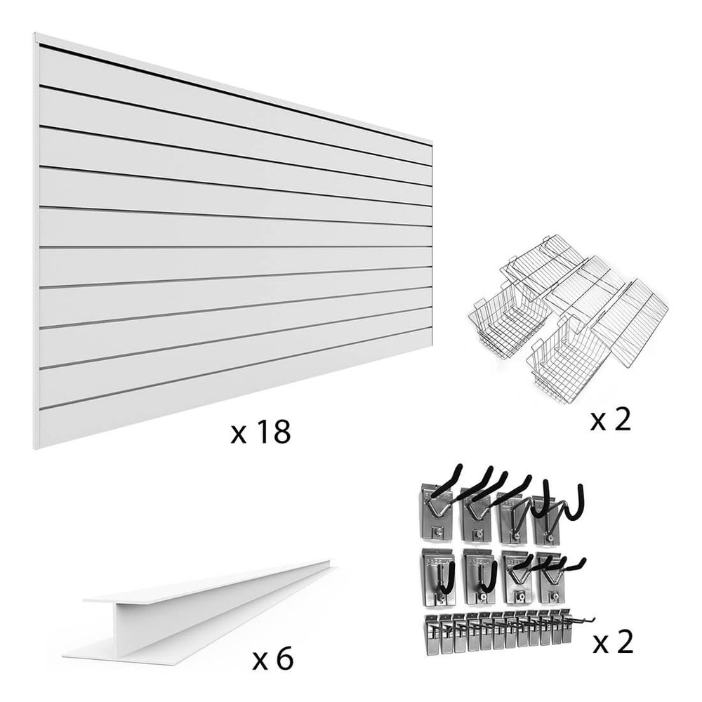 Proslat PVC The Complete Slatwall Bundle - White-33723K-Garage Giant