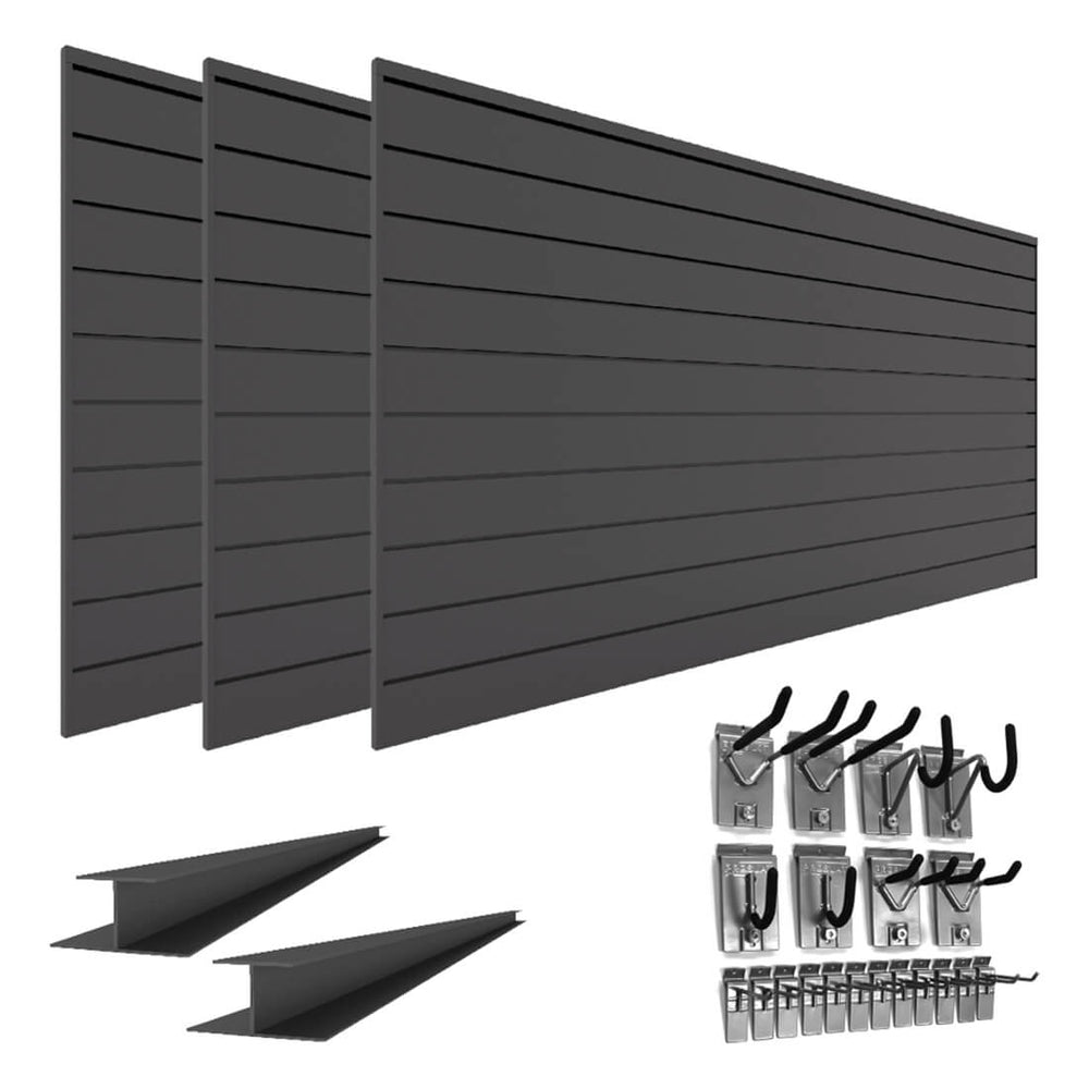 Proslat PVC Standard Slatwall Bundle - Charcoal-33725K-Garage Giant
