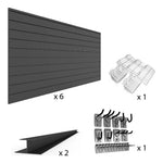 Proslat PVC The Upgrade Slatwall Bundle - Charcoal-33726K-Garage Giant 