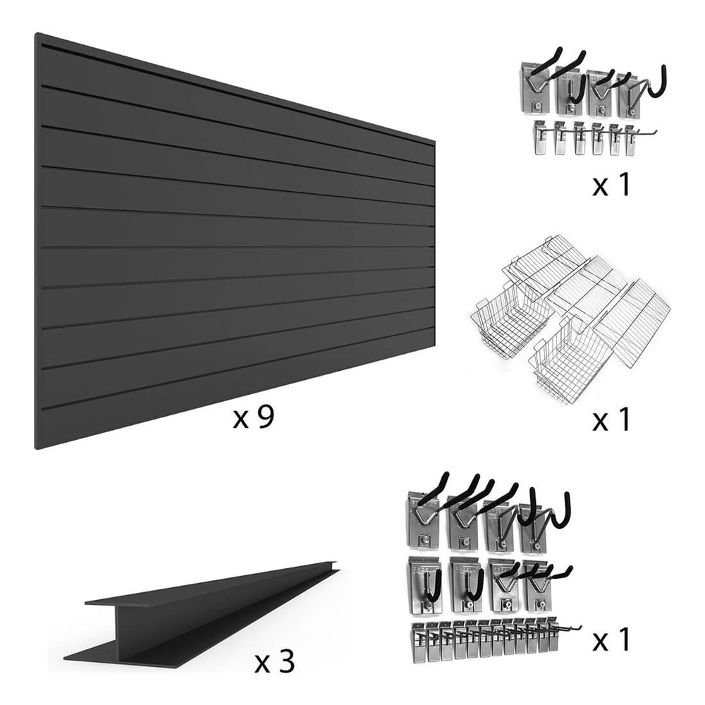 Proslat PVC The U-Turn Slatwall Bundle - Charcoal-33727K-Garage Giant
