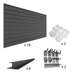Proslat PVC The Complete Slatwall Bundle - Charcoal-33728K-Garage Giant 