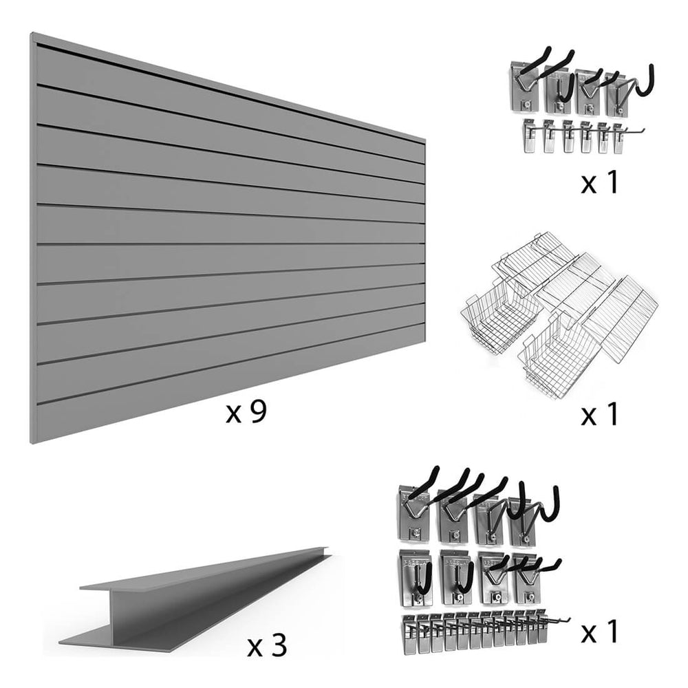 Proslat PVC The U-Turn Slatwall Bundle - Light Gray-33732K-Garage Giant