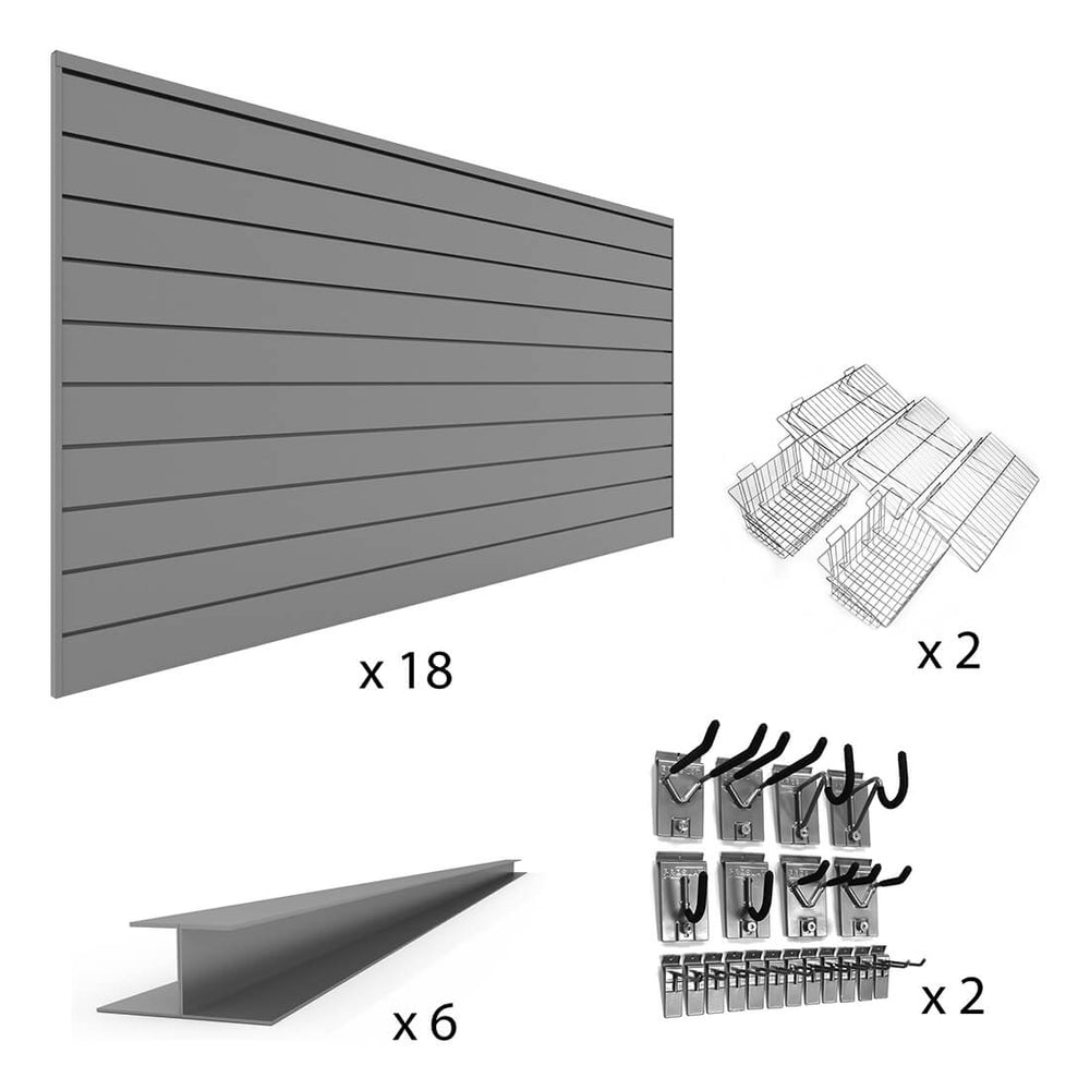 Proslat PVC The Complete Slatwall Bundle - Light Gray-33733K-Garage Giant