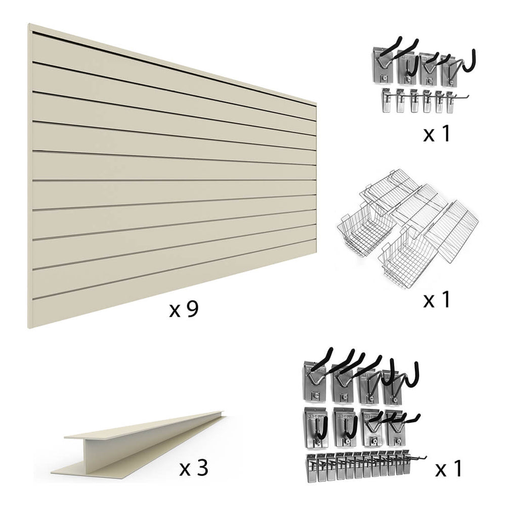 Proslat PVC The U-Turn Slatwall Bundle - Sandstone-33737K-Garage Giant