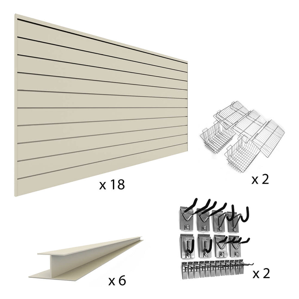 Proslat PVC The Complete Slatwall Bundle - Sandstone-33738K-Garage Giant