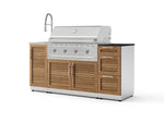 NewAge Outdoor Kitchens Outdoor Grill Island Stainless-Steel Louvered Doors 5-Piece Cabinet Set with Sink, 3 Drawer, Grill Cabinet, Performance Grill and Stainless Steel Countertop - (Natural Gas) | Garage Giant 