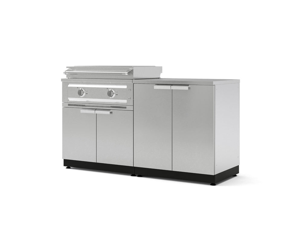 NewAge Outdoor Kitchens Stainless-Steel 4-Piece Cabinet Set with Base, Grill Cabinet, Platinum Griddle and Countertop-75104-Garage Giant
