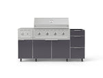 NewAge Outdoor Kitchens Outdoor Grill Island Aluminum 5-Piece Cabinet Set with Casters and 3-Drawer, Grill Cabinet, Side Burner and Performance Grill - (Liquid Propane) 