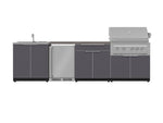 NewAge Outdoor Kitchens Aluminum 6-Piece Cabinet Set with Sink, Bar, Grill Cabinet, Platinum Grill, Countertop and Fridge-72049-Garage Giant 