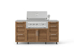 NewAge Outdoor Kitchens Outdoor Grill Island Stainless-Steel Louvered Doors 6-Piece Cabinet Set with Casters 3 Drawers, Grill Cabinet, Platinum Grill, Countertops 