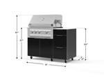 NewAge Outdoor Kitchens Outdoor Grill Island Aluminum 4-Piece Cabinet Set with Casters and 3-Drawer, Grill Cabinet, Platinum Grill and Dekton in Aeris Countertop - (Liquid Propane) 