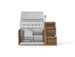 NewAge Outdoor Kitchens Outdoor Grill Island Stainless-Steel Louvered Doors 4-Piece Cabinet Set with 3-Drawer, Grill Cabinet, Platinum Grill and Dekton in Aeris Countertop - (Natural Gas) 