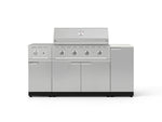 NewAge Outdoor Kitchens Outdoor Grill Island Stainless-Steel 6-Piece Cabinet Set with 1-Door, Grill Cabinet, Performance Grill, Side Burner and Dekton in Aeris Countertop - (Natural Gas) 