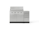 NewAge Outdoor Kitchens Outdoor Grill Island Stainless-Steel 4-Piece Cabinet Set with 3-Drawer, Grill Cabinet, Performance Grill and Dekton in Aeris Countertop - (Liquid Propane) 