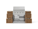 NewAge Outdoor Kitchens Outdoor Grill Island Stainless-Steel Louvered Doors 6-Piece Cabinet Set with 3 Drawers, Grill Cabinet, Performance Grill and Dekton in Aeris Countertops - (Natural Gas) 