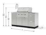 NewAge Outdoor Kitchens Outdoor Grill Island Stainless-Steel 5-Piece Cabinet Set with Sink, 3 Drawer, Grill Cabinet, Performance Grill and Stainless Steel Countertop - (Liquid Propane) 