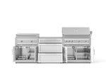 NewAge Outdoor Kitchens Stainless Steel Louvered Doors 6-Piece Cabinet Set with 3 Drawer, Grill Cabinet, Platinum Griddle, Grill and Countertop-75163-Garage Giant 