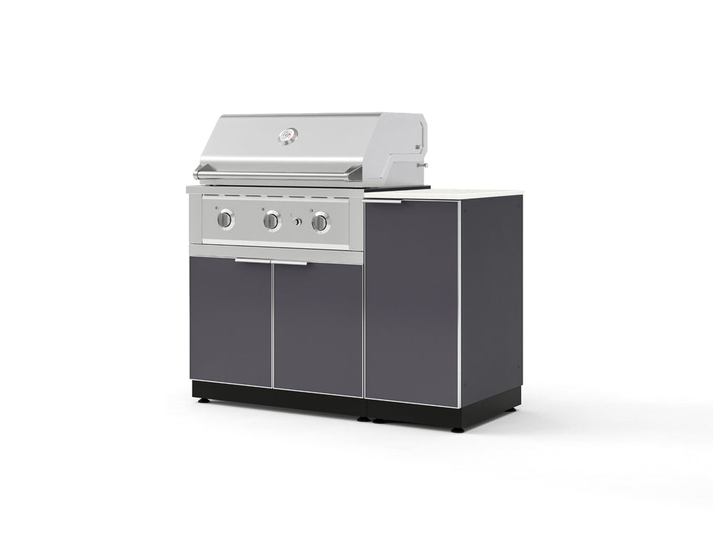 NewAge Outdoor Kitchens Outdoor Grill Island Aluminum 4-Piece Cabinet Set with 1 Door, Grill Cabinet, Performance Grill and Countertop - (Natural Gas) | Garage Giant