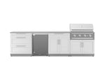 NewAge Outdoor Kitchens Stainless Steel 7-Piece Cabinet Set with 3-Drawer, Bar, Grill Cabinet, Performance Grill, Countertops, and Stainless Steel Door Fridge-71417-Garage Giant 