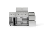NewAge Outdoor Kitchens Outdoor Grill Island Stainless-Steel 5-Piece Cabinet Set with Casters and 3-Drawer, Grill Cabinet, Side Burner and Performance Grill - (Liquid Propane) 